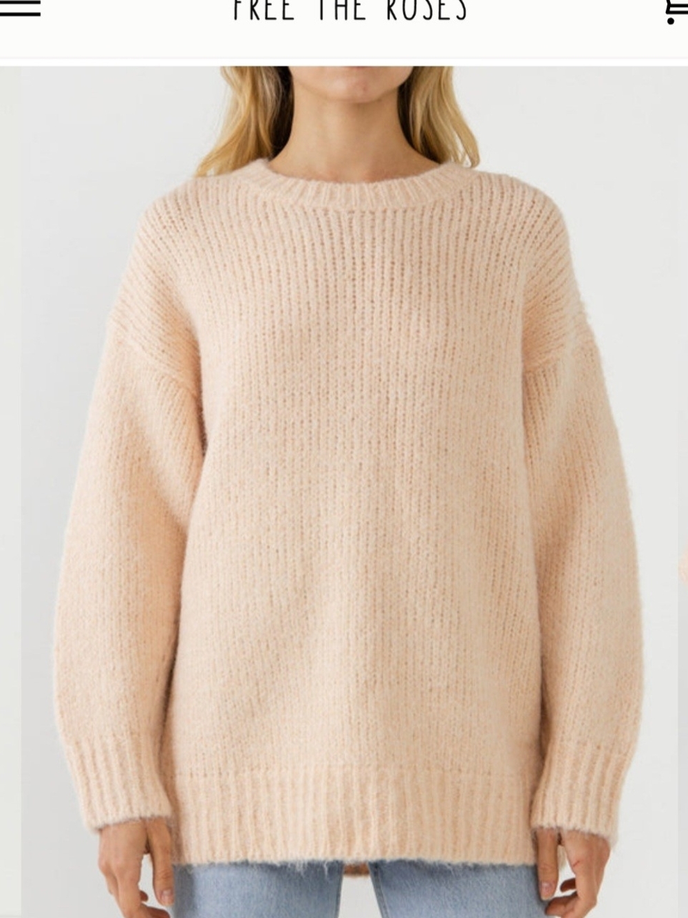 Free the Roses Pale Blush Crewneck Sweater